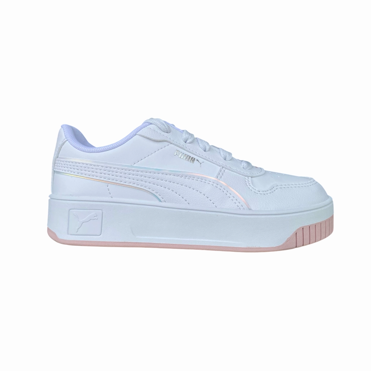 Puma scarpa sneakers da ragazza Carina Street Holo 2.0 398284-01 bianco-malva platform shoes