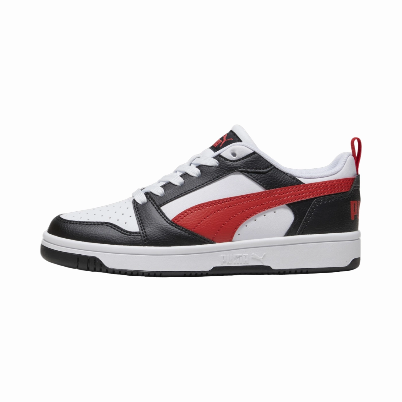 Breathable collar Non Weighted Inserts Puma scarpa sneakers da ragazzi Rebound v6 393833-04 bianco-nero-rosso
