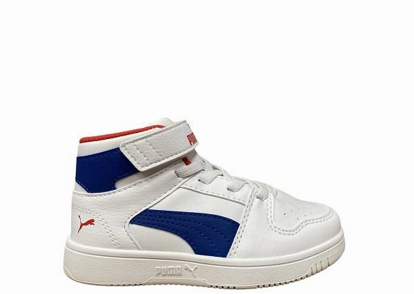 Puma scarpa sneakers da ragazzo Rebound Layup 370488 05 bianco blu shock - absorbing rubber shoes moisture - wicking sock