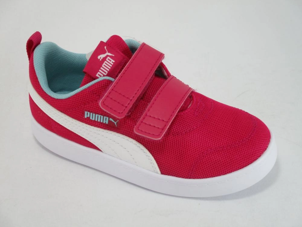 Ortholite insole Puma scarpa sneakers in mesh da bambina con strappo Courtflex V2 371759 02 rosa