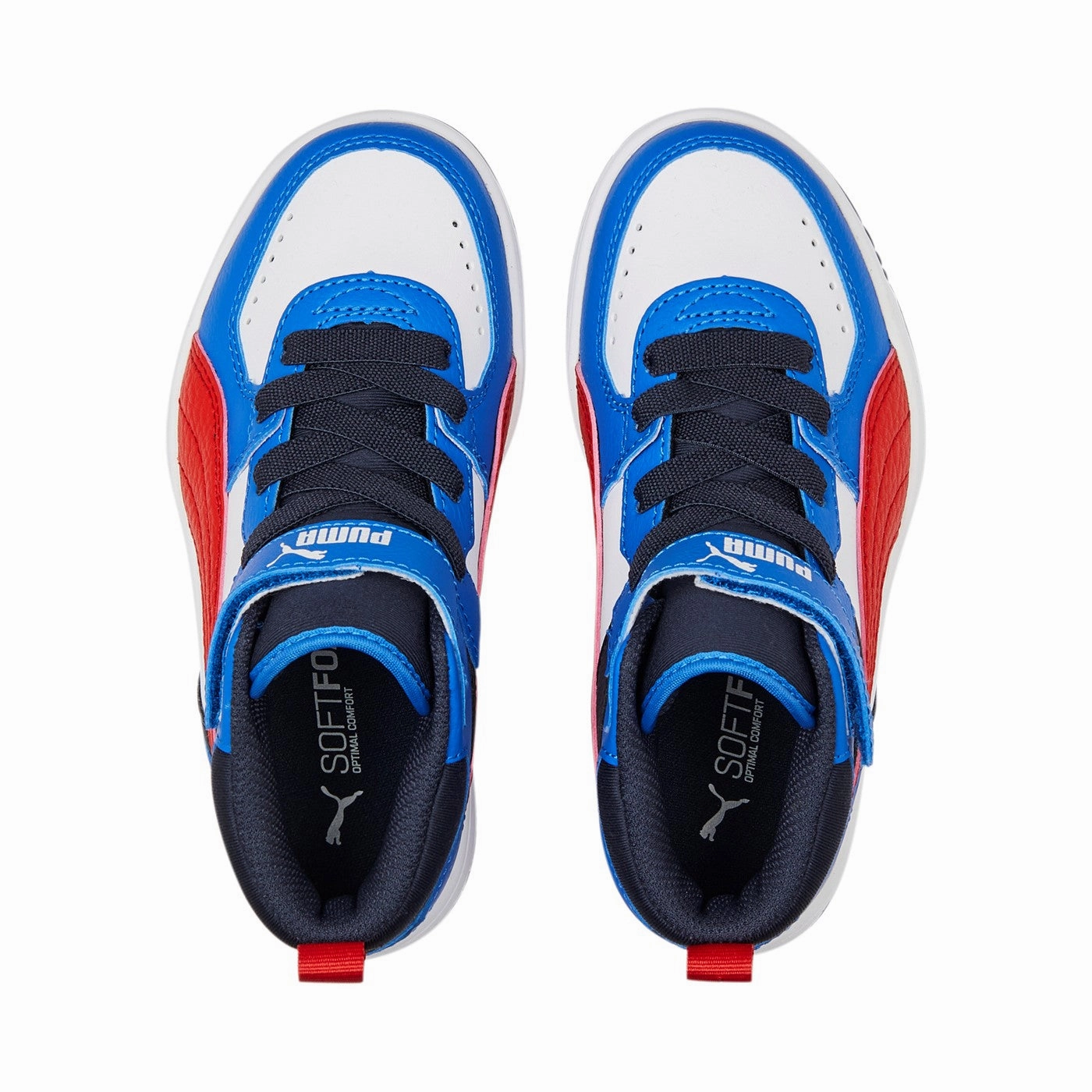 Puma sneakers alta da bambino Rebound JOY 388448 04 bianco rosso blu hypoallergenic running wear