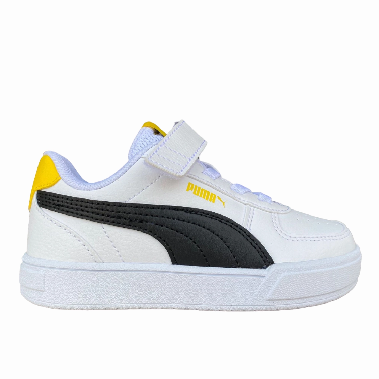 Puma sneakers bassa unisex junior con laccio elastico e velcro Caven AC+PS 389307 14 white-black-yellow entry - level running shoes