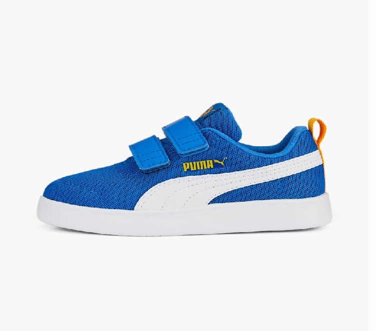 Puma Sneakers da bambino in mesh traspirante Courtflex v2 371758-14 victoria blue-white-zinnia Leather Upper