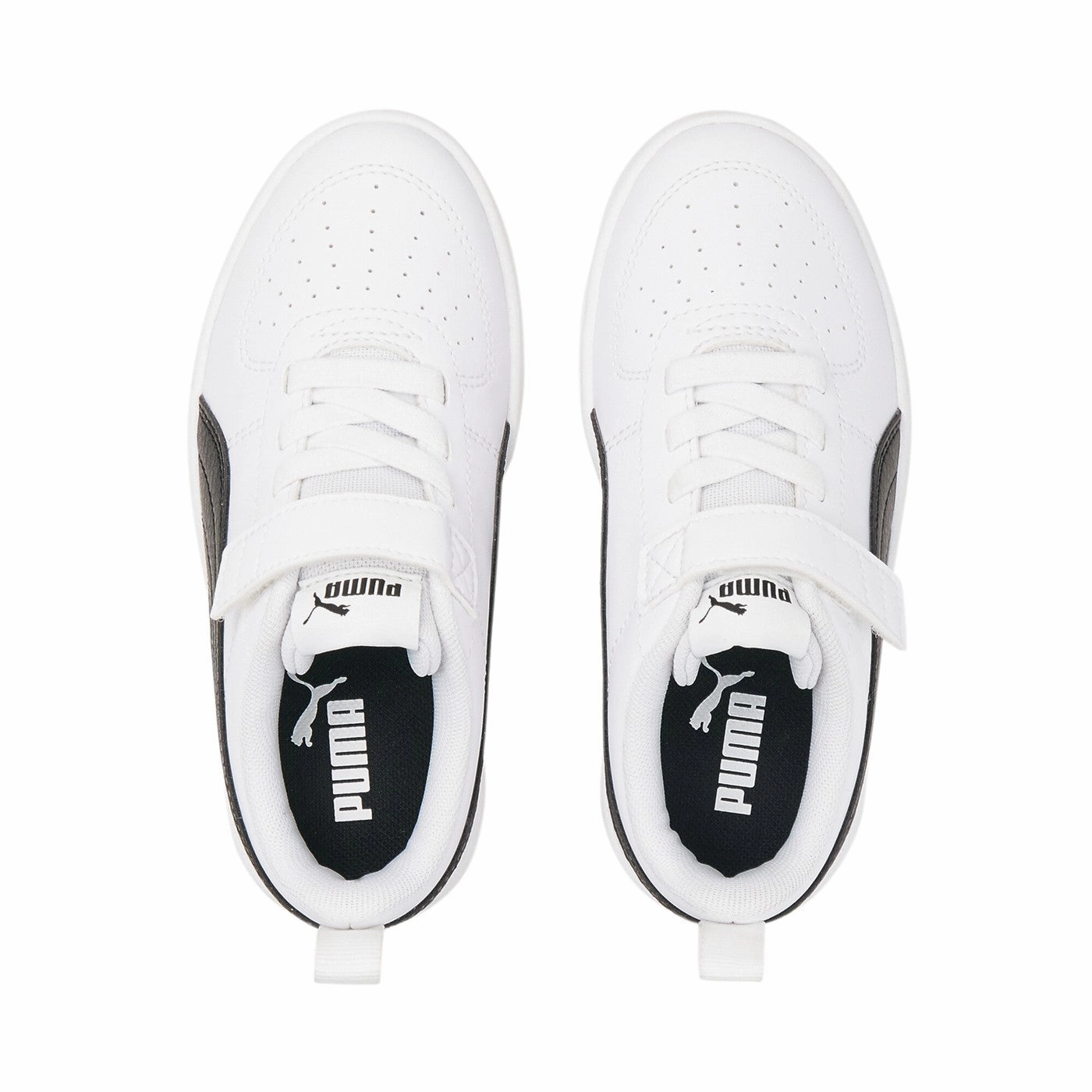 Anatomical Shape Design Puma Sneakers da ragazzo con laccio elastico e velcro Rickie AC 385836 03 white-black