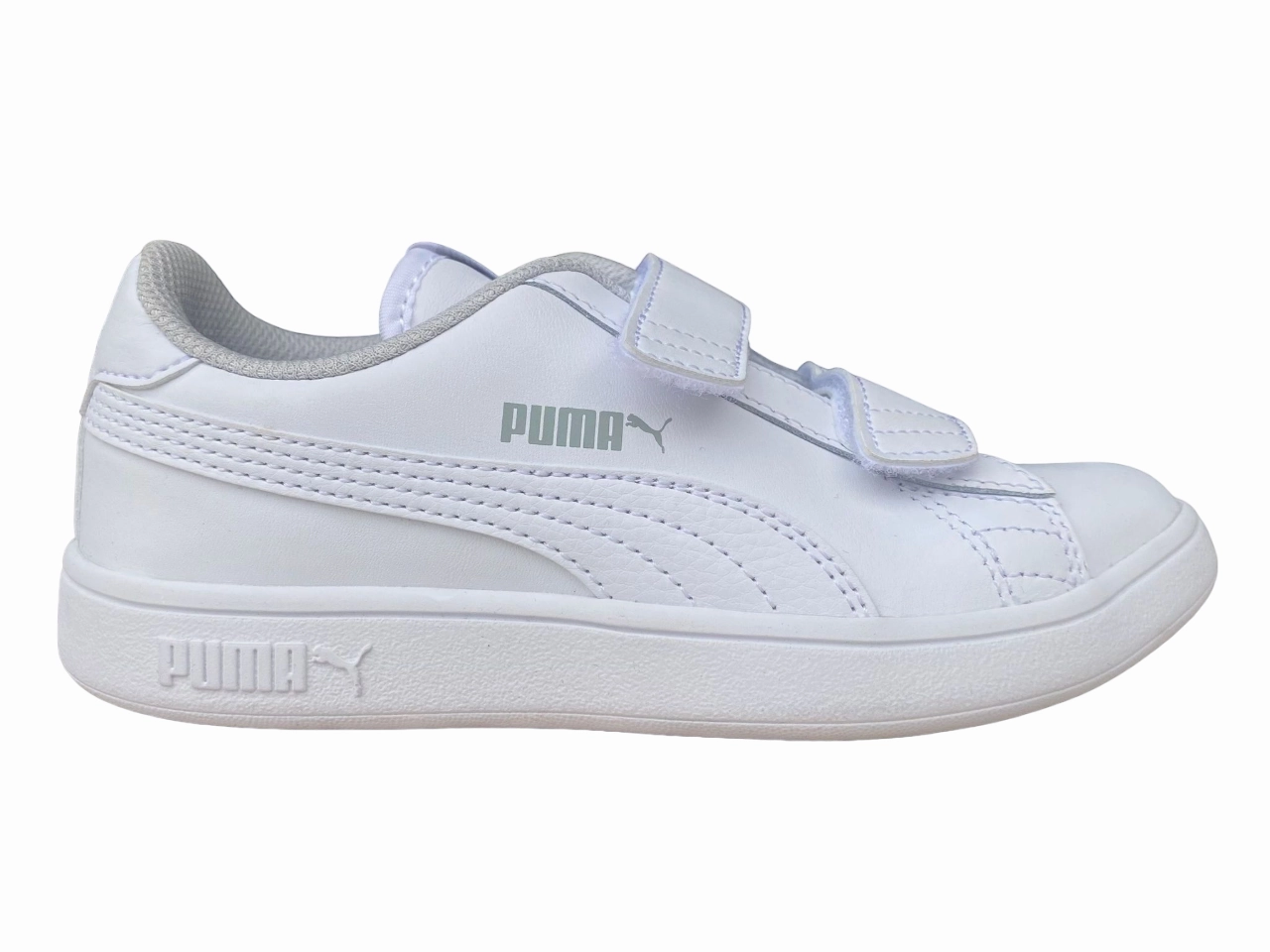 baggy running option Puma sneakers unisex da bambino con strappo Smash v2 L V Ps 365173 02 bianco