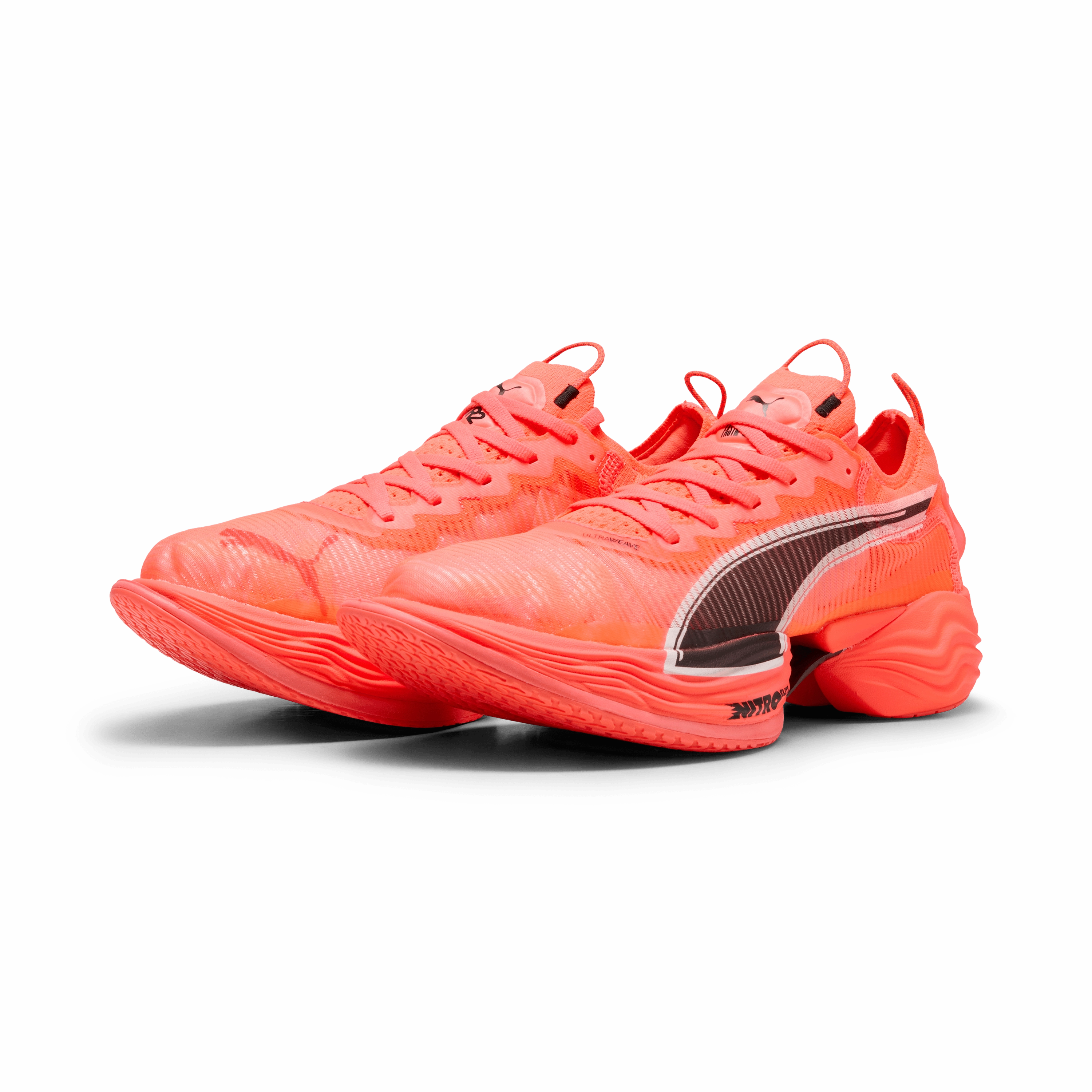 Puma Women's Fast-R NITRO Elite 2 Running Shoes in Glowing Red/Puma White SS25 Flexible Outsole Tech Adaptive foam