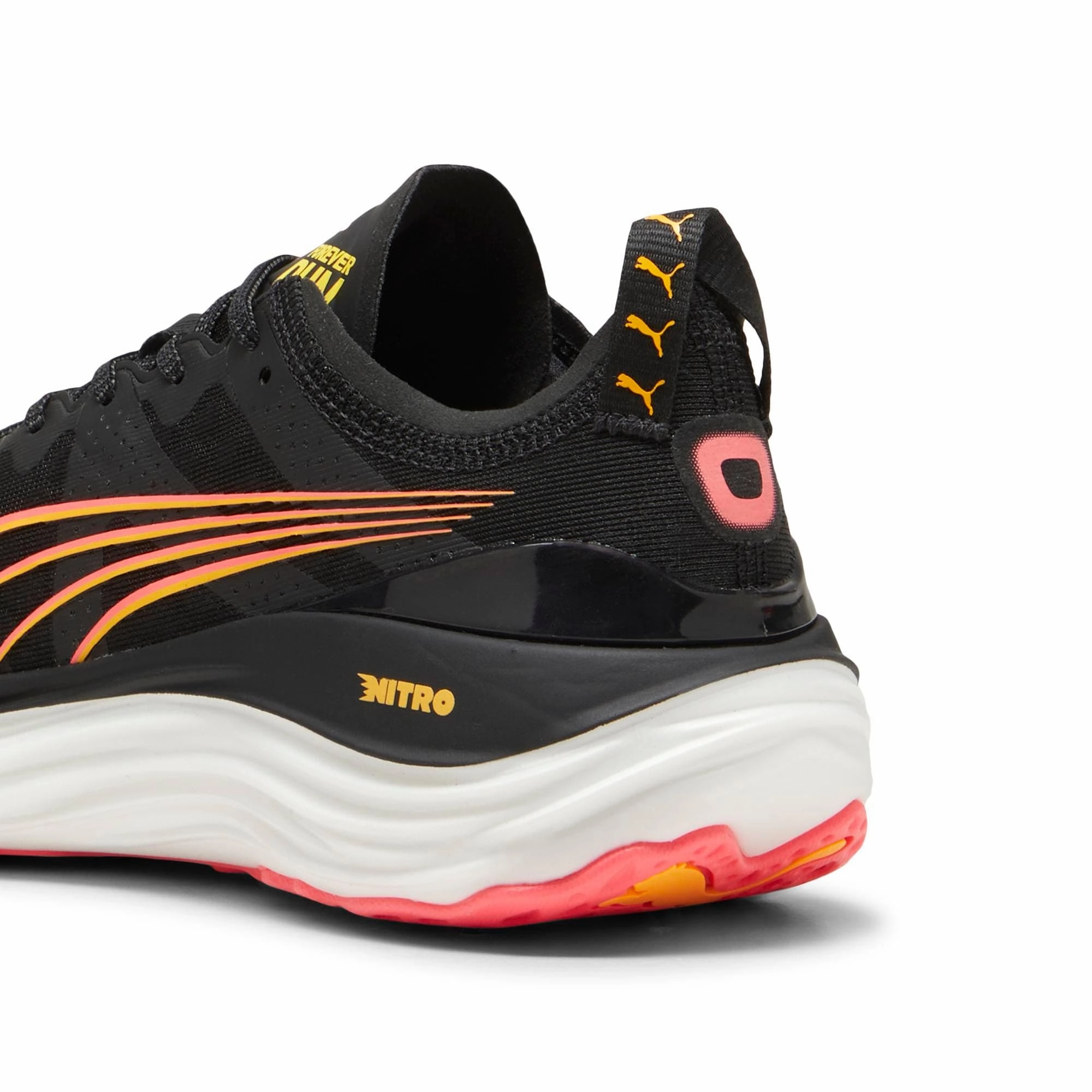 Puma Women's ForeverRun NITRO in Black-Sun Stream-Sunset Glow AW24 Adaptive Motion