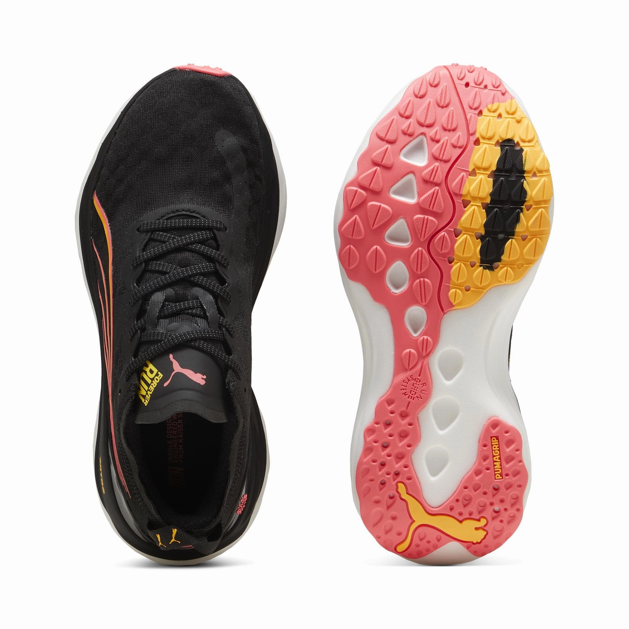 aluminum - reinforced shoes foam - filled - feature shoes Puma Women's ForeverRun NITRO in Black-Sun Stream-Sunset Glow AW24