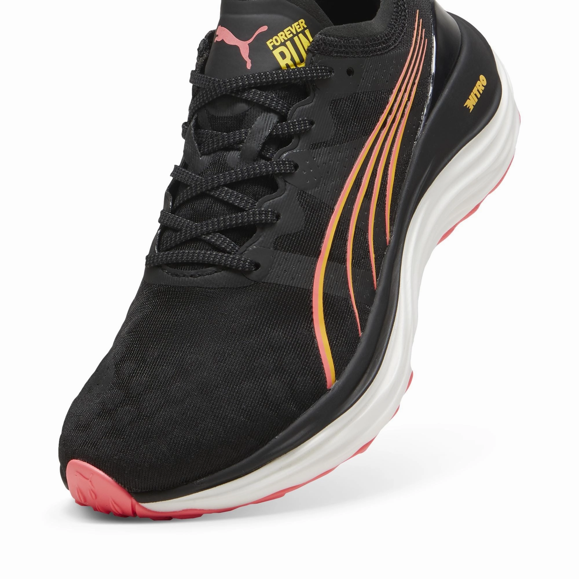 Puma Women's ForeverRun NITRO in Black-Sun Stream-Sunset Glow AW24 Rebound Energy Transfer