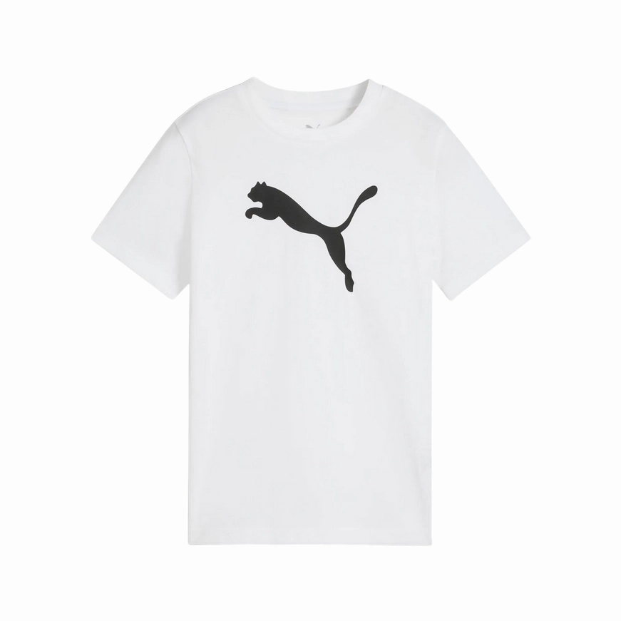 Slim Silhouette Puma Maglietta Junior Essential - Logo Grande - Bianco