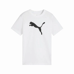 Slim Silhouette Puma Maglietta Junior Essential - Logo Grande - Bianco