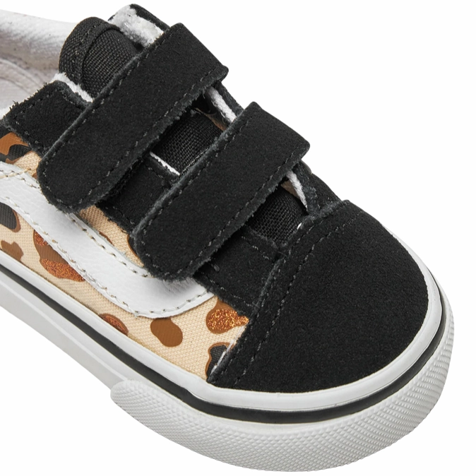 Vans scarpa sneakers da bambina Old Skool V leopardata glitter VN0009RCYS81 nero-marrone mesh construction shoes