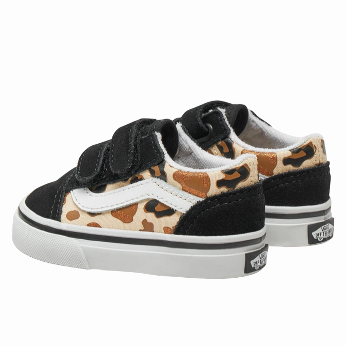 Vans scarpa sneakers da bambina Old Skool V leopardata glitter VN0009RCYS81 nero-marrone Dynamic support