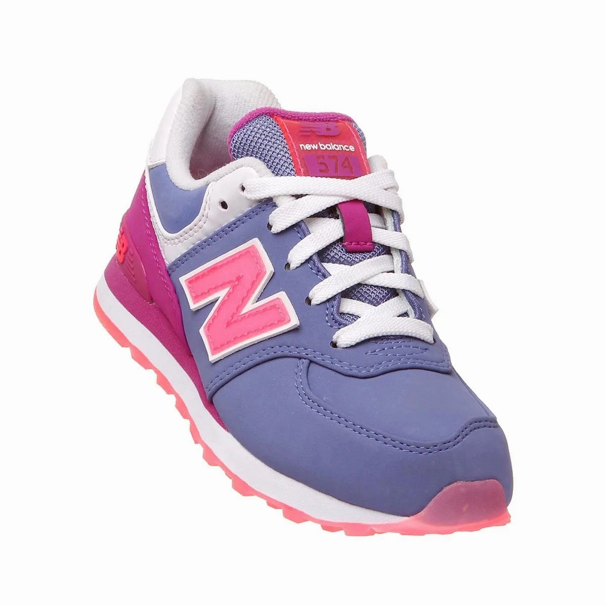 New Balance scarpa sneakers da ragazza KL574DYG blu grigio fucsia tropical - climate shoes