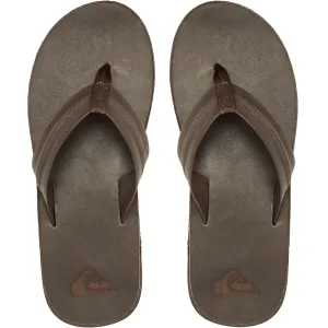 Quiksilver Mens Carver Natural Leather Flip Flops - Brown