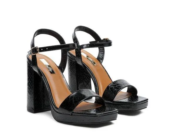Rag & Co Merengue Metallic Women's High Block Heel Sandals SH2756