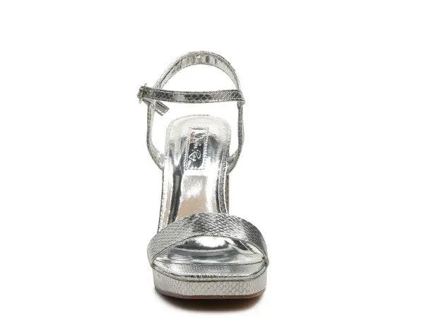 Rag & Co Merengue Metallic Women's High Block Heel Sandals SH2756