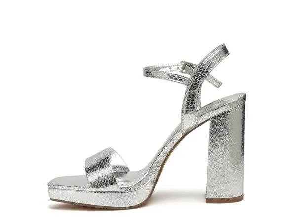 Rag & Co Merengue Metallic Women's High Block Heel Sandals SH2756