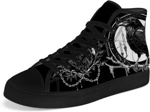 Raven High Top Canvas Shoes for Men Women High Top Sneakers Lace Up Casual Shoes Gifts for Dad Mom