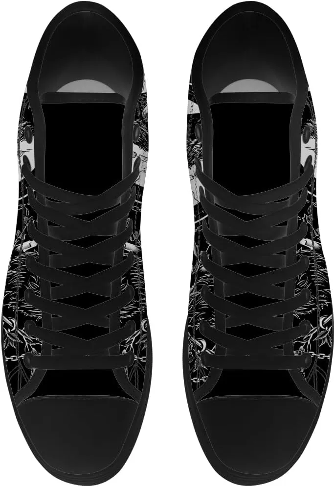 Raven High Top Canvas Shoes for Men Women High Top Sneakers Lace Up Casual Shoes Gifts for Dad Mom