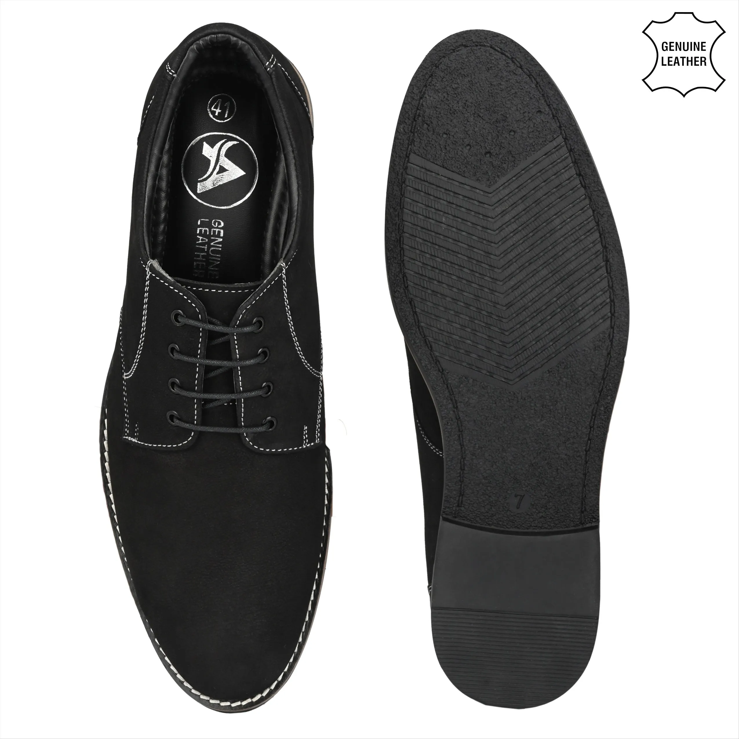 Real Full Grain Leather Derby Lace Ups