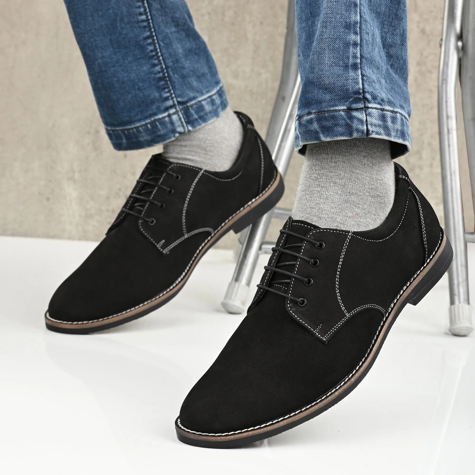Real Full Grain Leather Derby Lace Ups