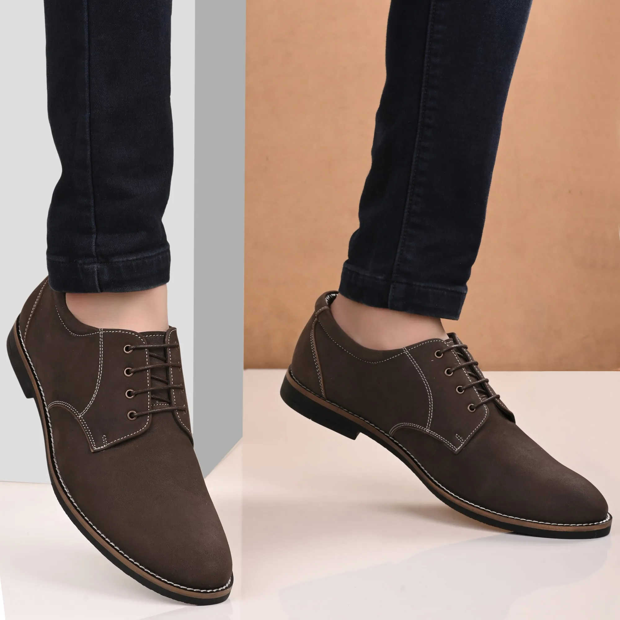 Real Full Grain Leather Derby Lace Ups
