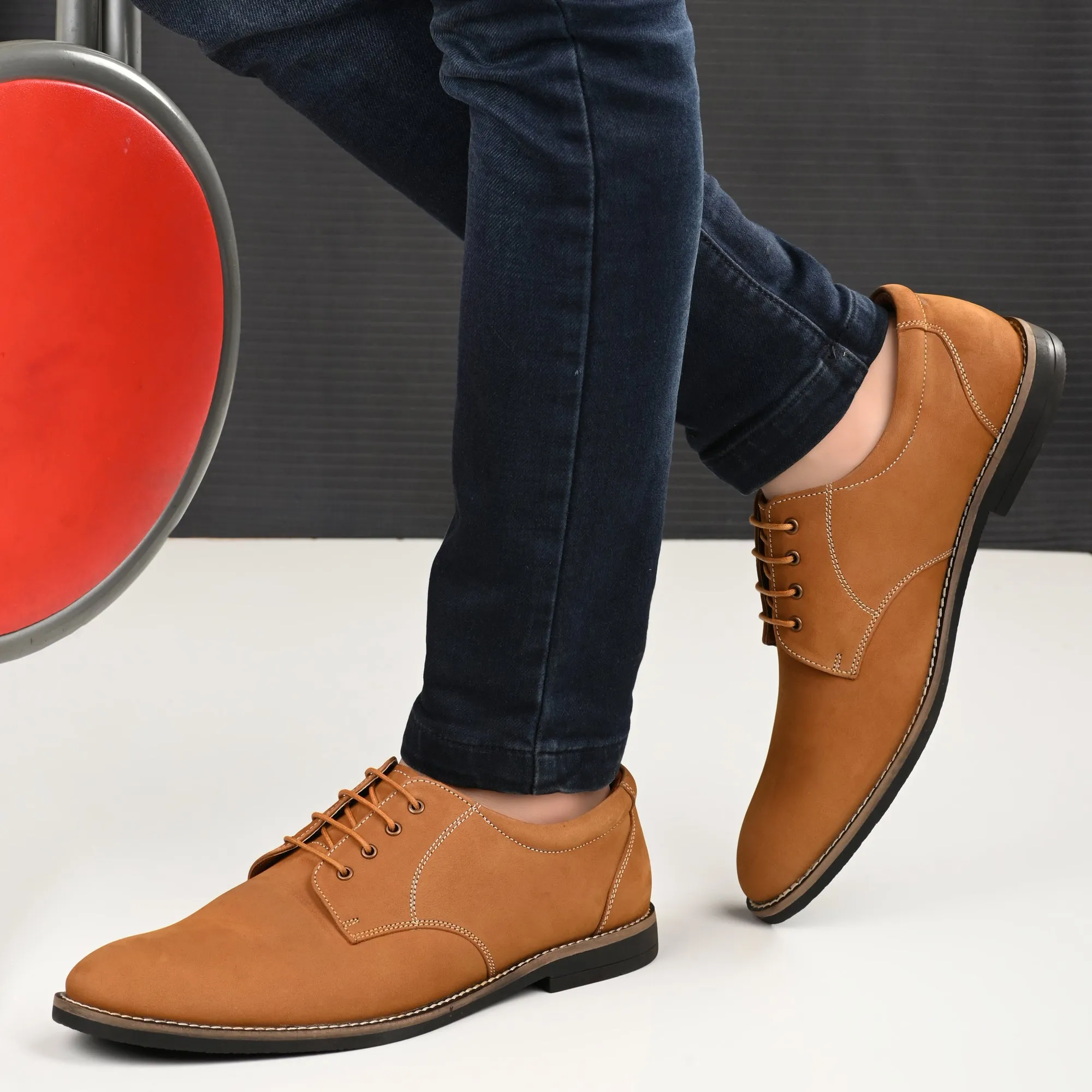 Real Full Grain Leather Derby Lace Ups