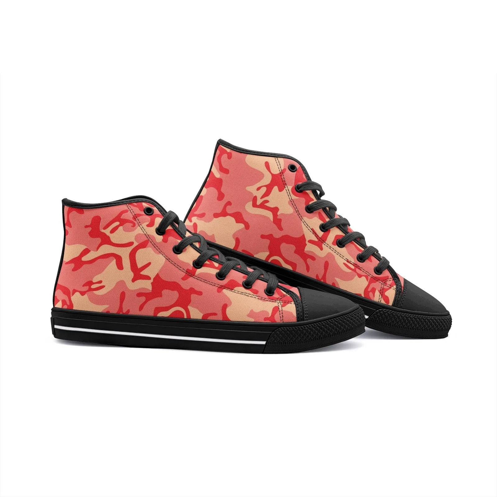 Red Coral Camouflage Unisex High-Top Canvas Shoes