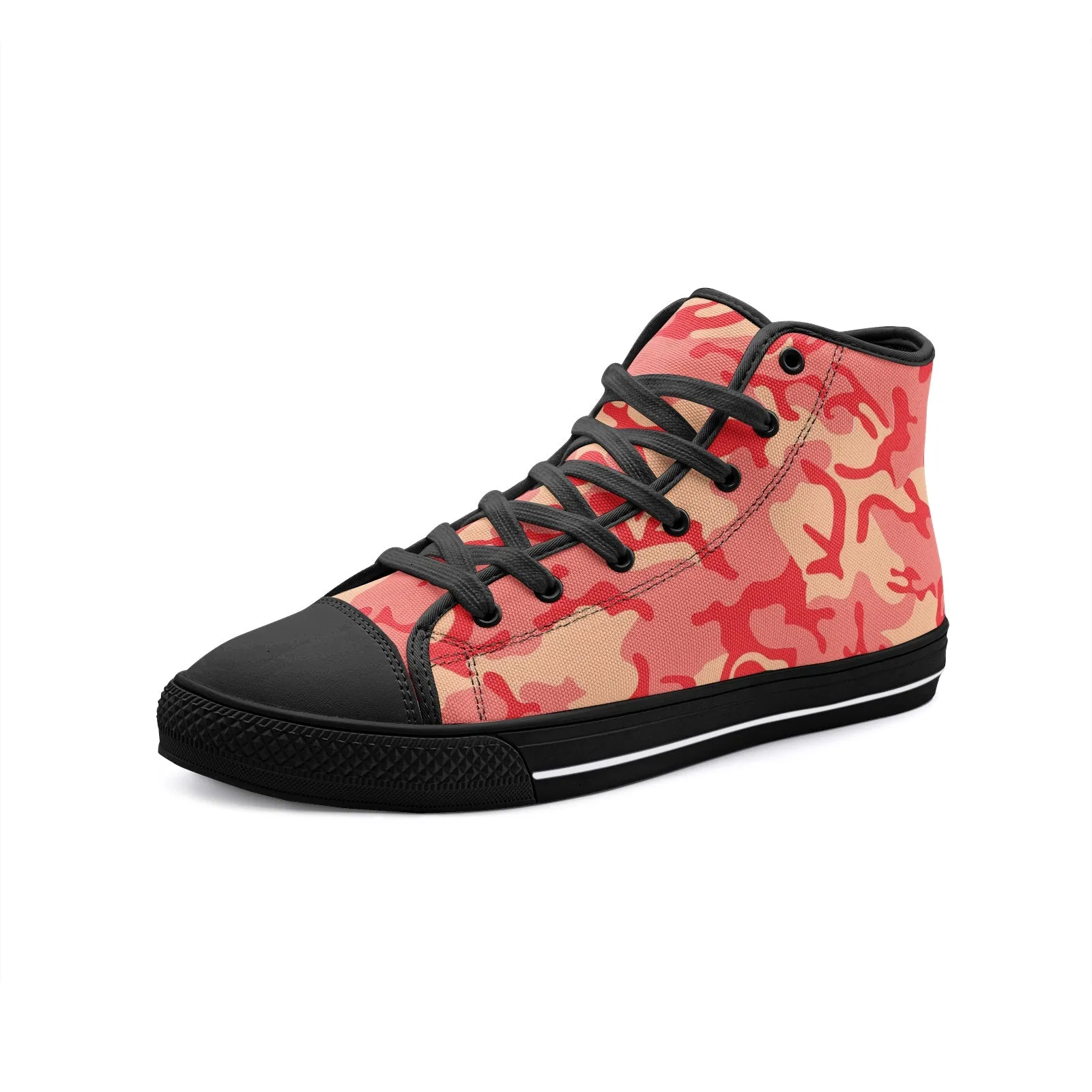 Red Coral Camouflage Unisex High-Top Canvas Shoes