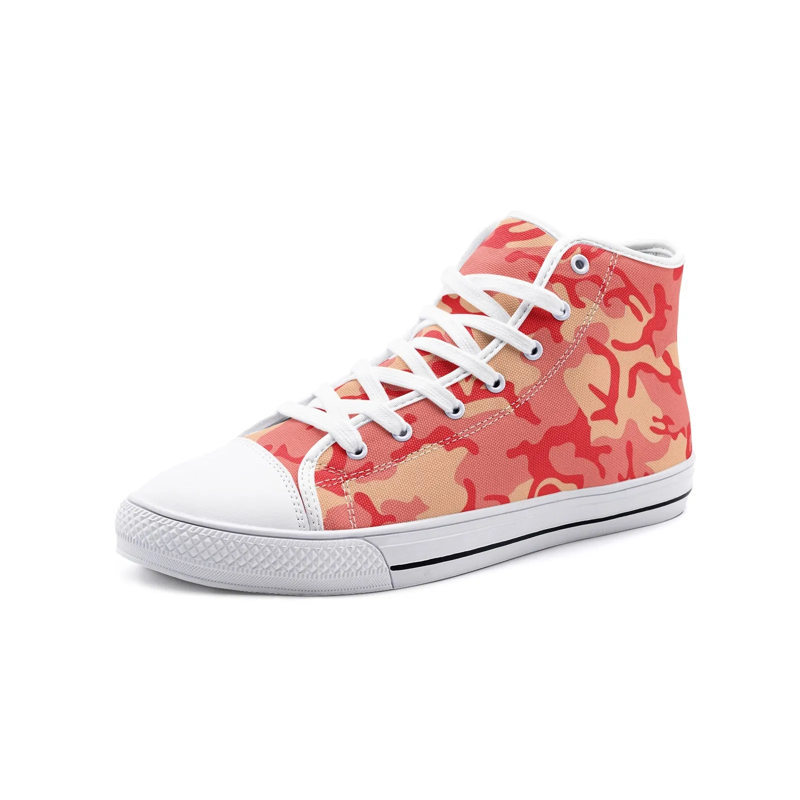 Red Coral Camouflage Unisex High-Top Canvas Shoes