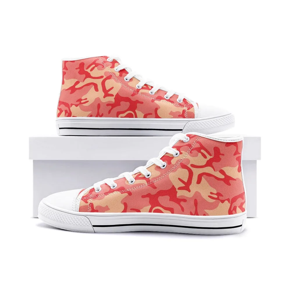 Red Coral Camouflage Unisex High-Top Canvas Shoes