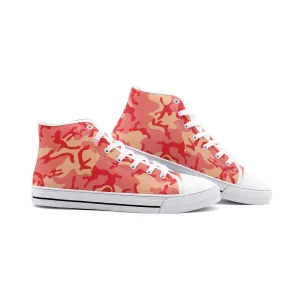 Red Coral Camouflage Unisex High-Top Canvas Shoes