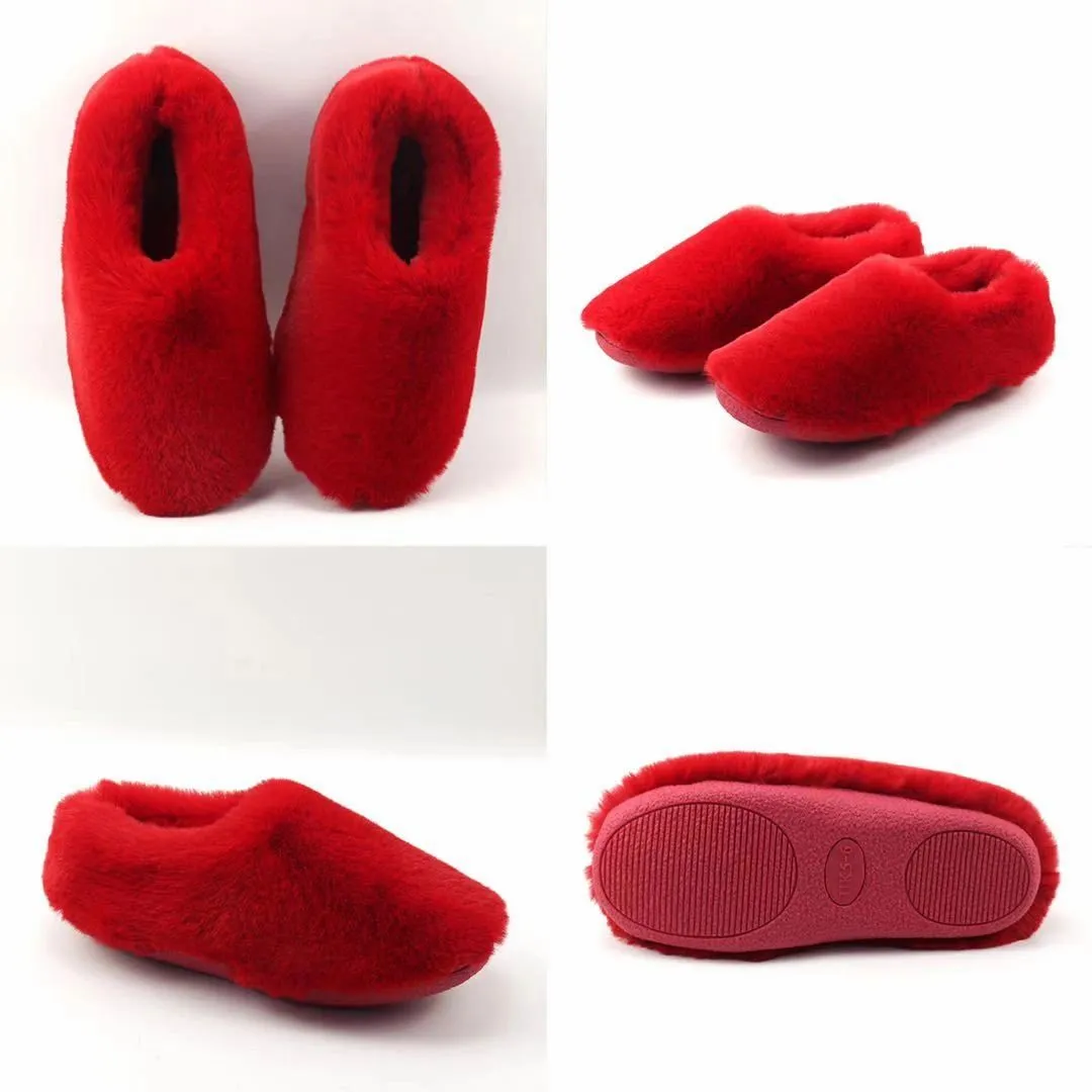 Red Luxury Faux Fur Slippers