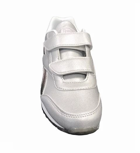 Reebok scarpa sneakers da bambina con velcro Royal CL Jogging 2.0 2V Kid FW8436 argento Traction pods