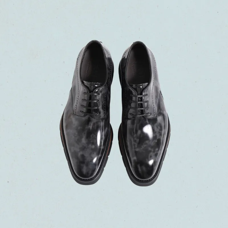 RegalStride Derby Shoes:Italian XL EXTRALIGHT Sole Black Leather Shoes