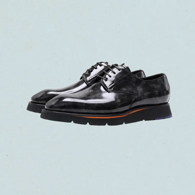 RegalStride Derby Shoes:Italian XL EXTRALIGHT Sole Black Leather Shoes