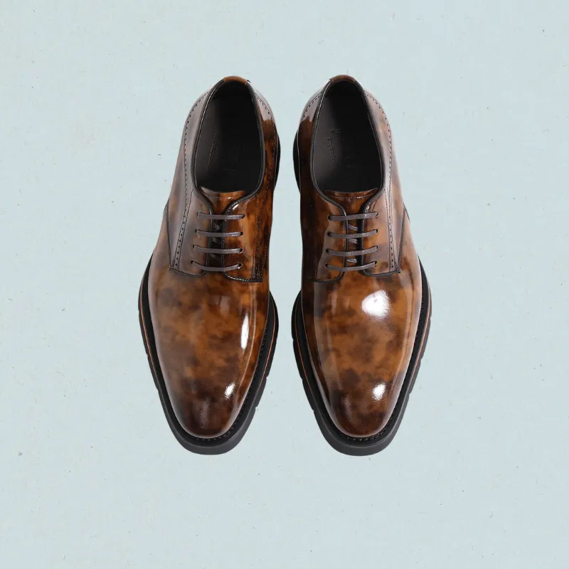 RegalStride Derby Shoes:Italian XL EXTRALIGHT Sole Black Leather Shoes