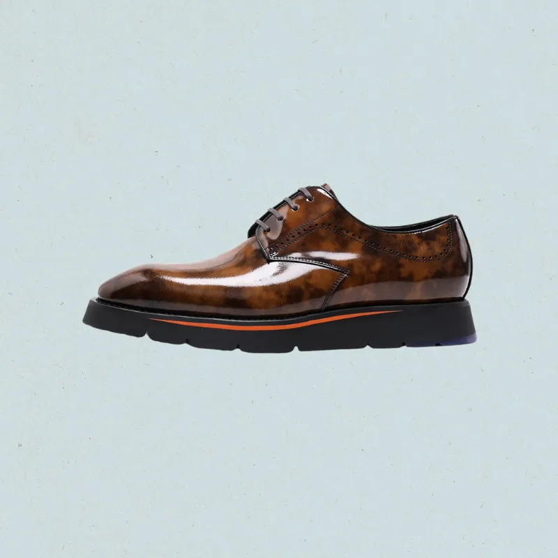 RegalStride Derby Shoes:Italian XL EXTRALIGHT Sole Black Leather Shoes