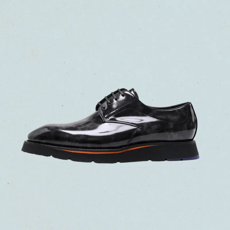 RegalStride Derby Shoes:Italian XL EXTRALIGHT Sole Black Leather Shoes