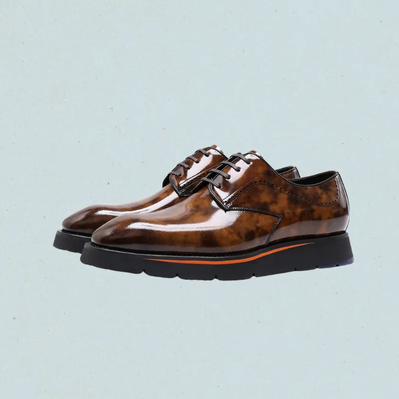 RegalStride Derby Shoes:Italian XL EXTRALIGHT Sole Black Leather Shoes