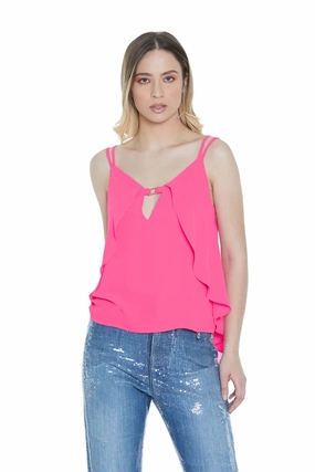 Relish Canotta con doppia spallina scollo a V e fibbia pi?? volants RDP2303009009 fluo fuchsia Stationary