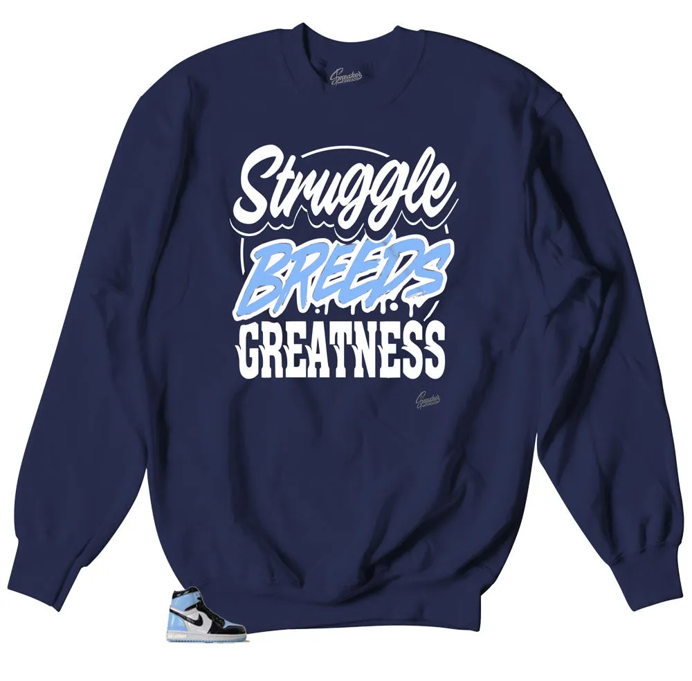 Retro 1 Uni Blue Patent Struggle Breeds Sweater