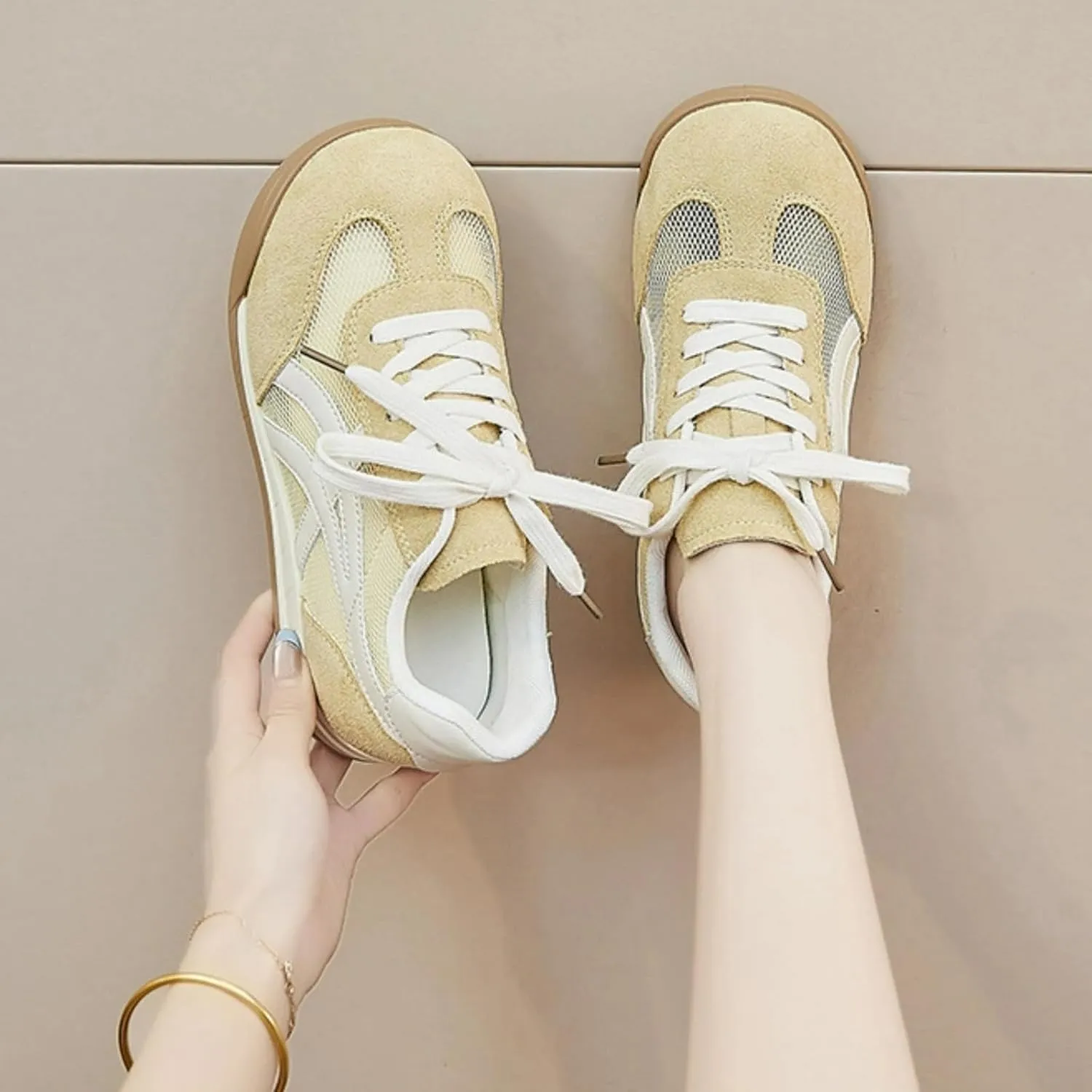 Retro Chunky Platform Sneakers Women Y2K Aesthetic 1.2" Height Increase Breathable Summer Mesh Casual Outfit Walking Shoes
