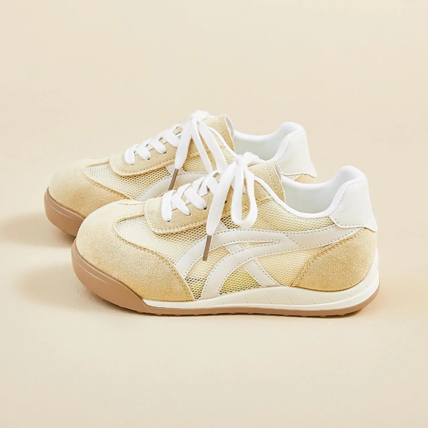 Retro Chunky Platform Sneakers Women Y2K Aesthetic 1.2" Height Increase Breathable Summer Mesh Casual Outfit Walking Shoes