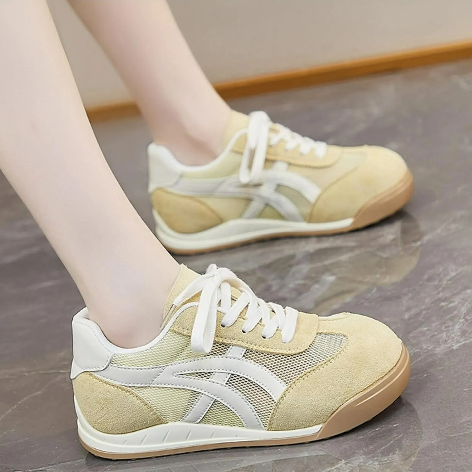 Retro Chunky Platform Sneakers Women Y2K Aesthetic 1.2" Height Increase Breathable Summer Mesh Casual Outfit Walking Shoes