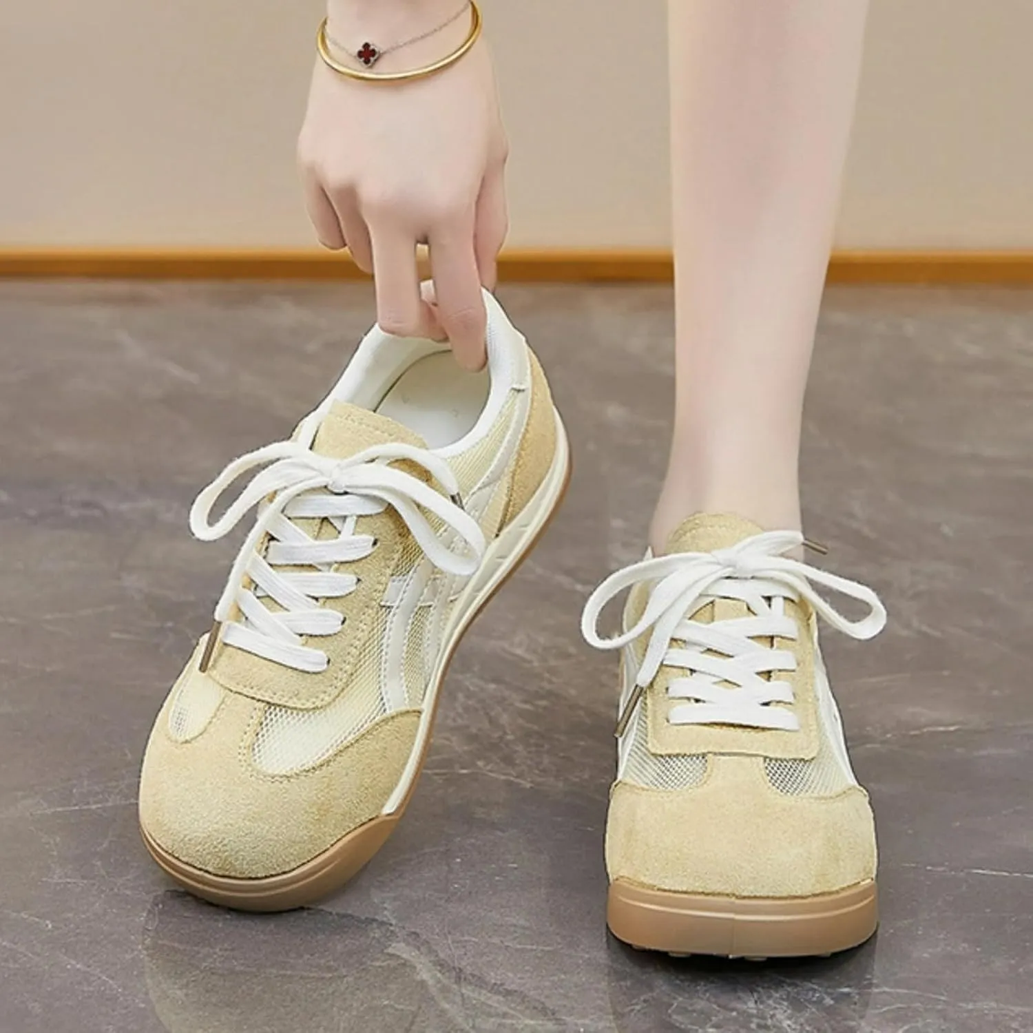 Retro Chunky Platform Sneakers Women Y2K Aesthetic 1.2" Height Increase Breathable Summer Mesh Casual Outfit Walking Shoes