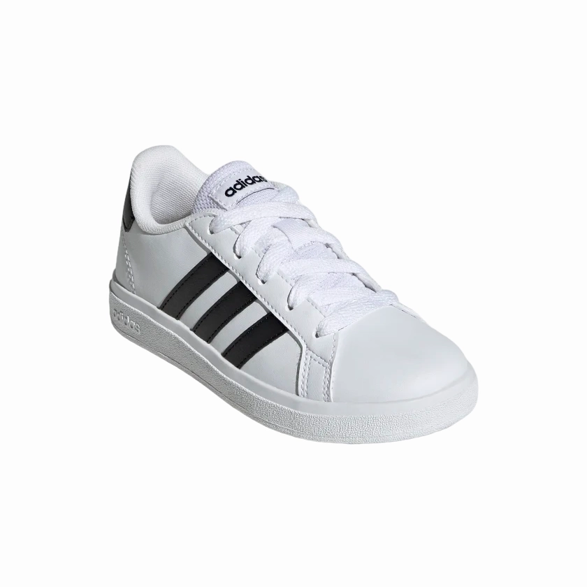 Adidas scarpa sneakers da ragazzi Grand Court 2.0 K GW6511 bianco nero Trail   Ready Pressure Dispersing Pods