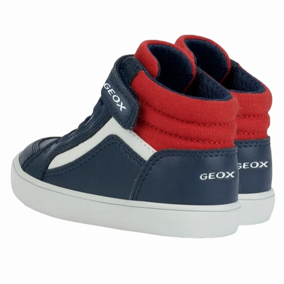 Geox scarpa alta da bambino con laccio elastico e velcro Gisli B361ND 05410 C0735 blu-rosso rubber sole shoes Airflow Channeling