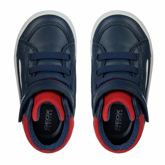 Rubberized Edge Protection Geox scarpa alta da bambino con laccio elastico e velcro Gisli B361ND 05410 C0735 blu-rosso